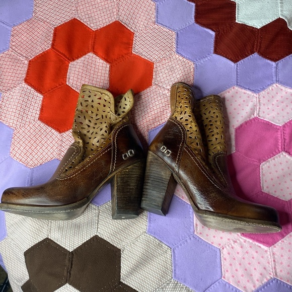 BED|STU SHOES BED STU SHOES IRMA GRAPHITO RUSTIC BOOTS HIGH HEEL LEATHER CUTOUTS - Picture 11 of 16